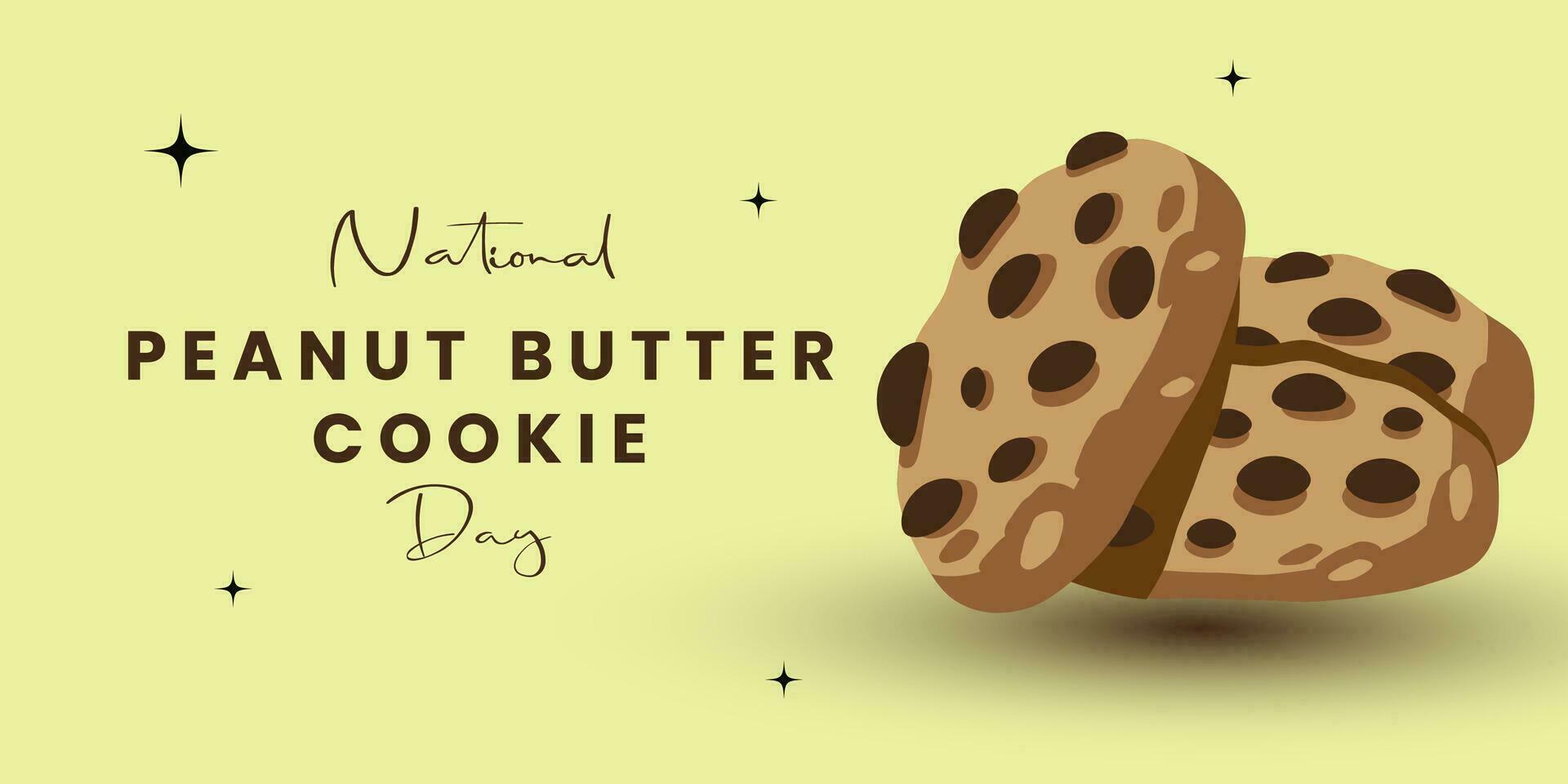 National Peanut Butter Cookie Day on June 12. Sweet cookies with peanuts vector illustration. Important day.