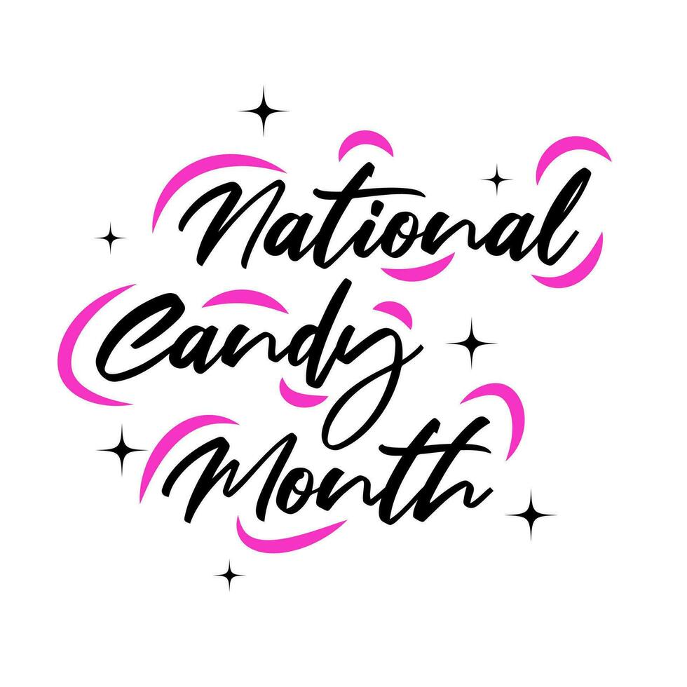 national candy month on 09 june. colorful candy with boldtext isolated on white background. vector