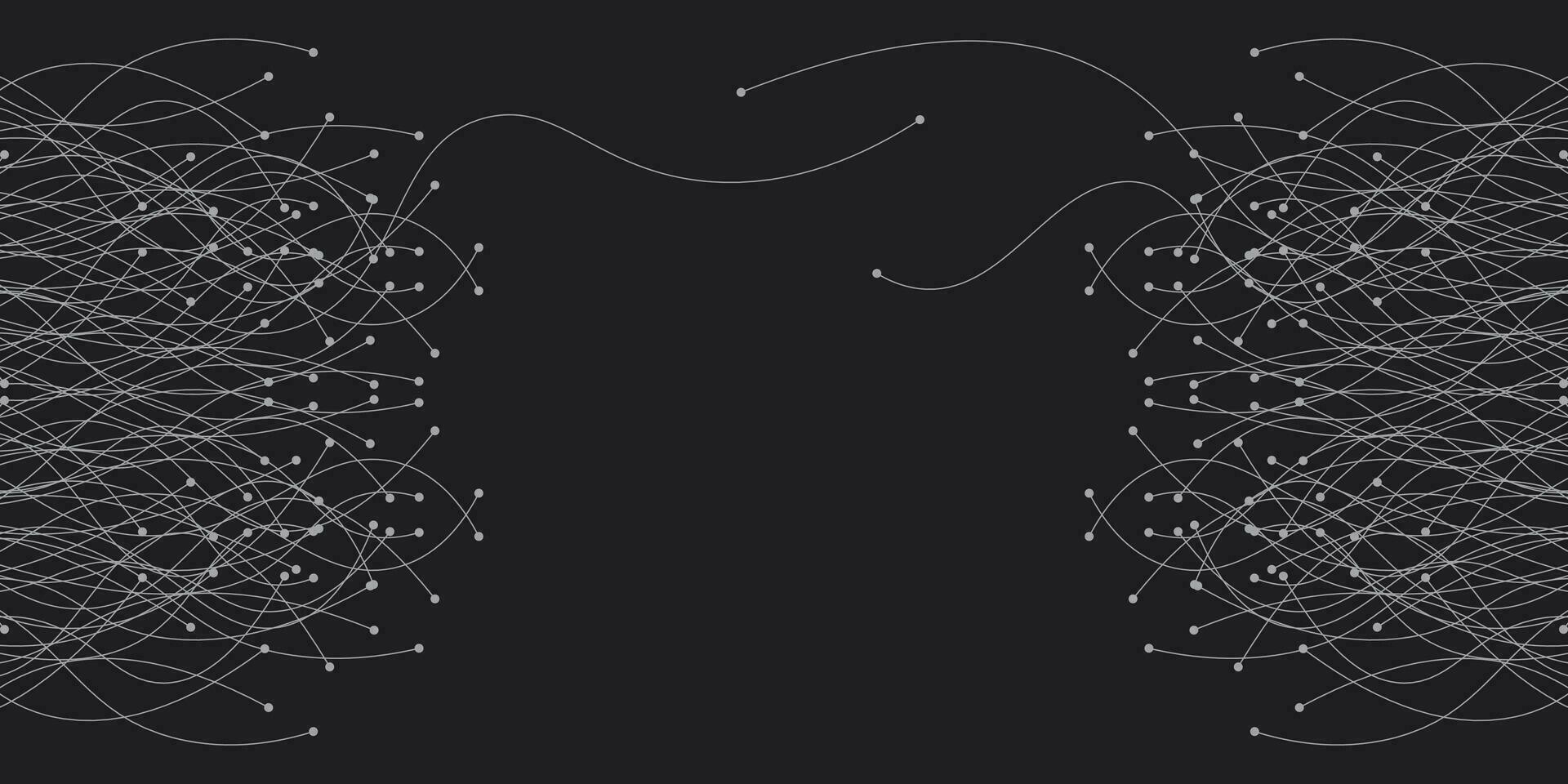 Attraction of life with freespace for. Vector connecting particle tails. Small particles strive to each other. Blurred debrises into rays or lines under high speed of motion.