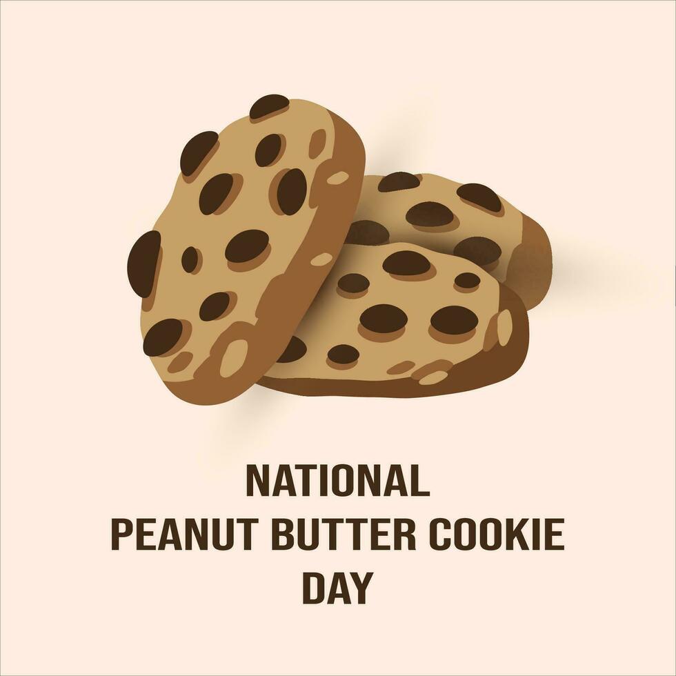 National Peanut Butter Cookie Day on June 12. Sweet cookies with peanuts vector illustration. Important day.