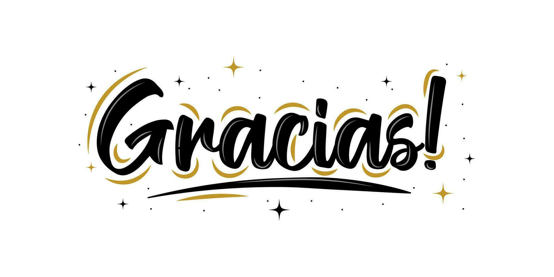 gracias escrito moderno cepillo letras gracias en blanco. texto en Español para tarjeta postal, invitación, camiseta impresión diseño, bandera, póster, web, icono. aislado vector