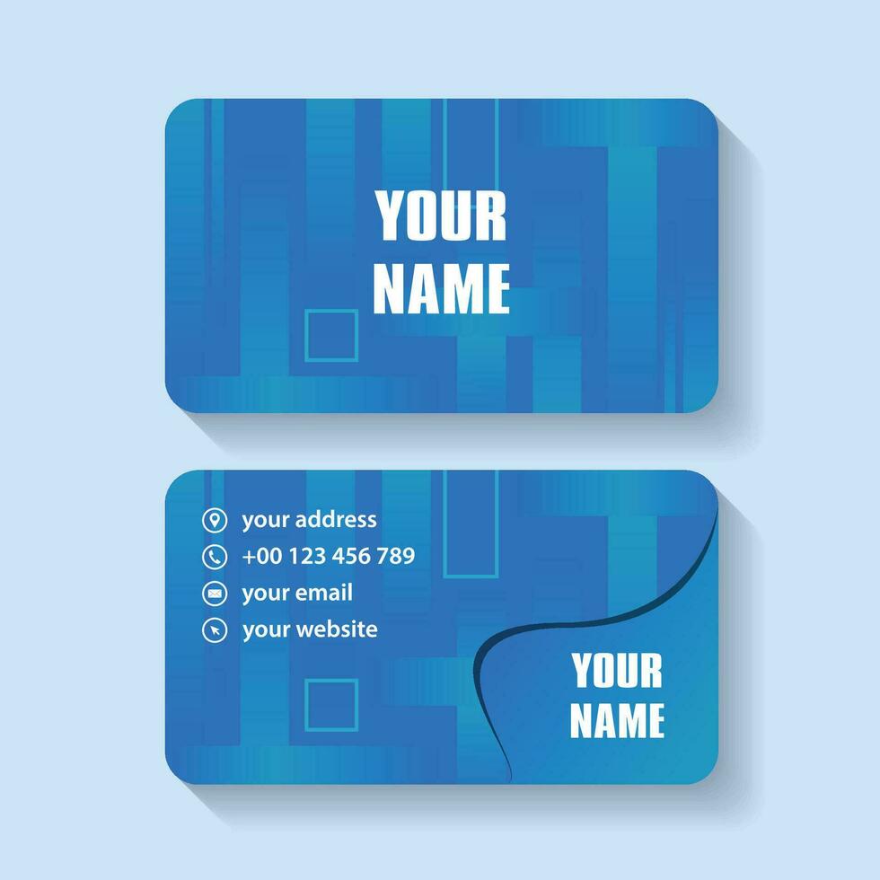 Visiting card with blue abstract background premium vector illustration