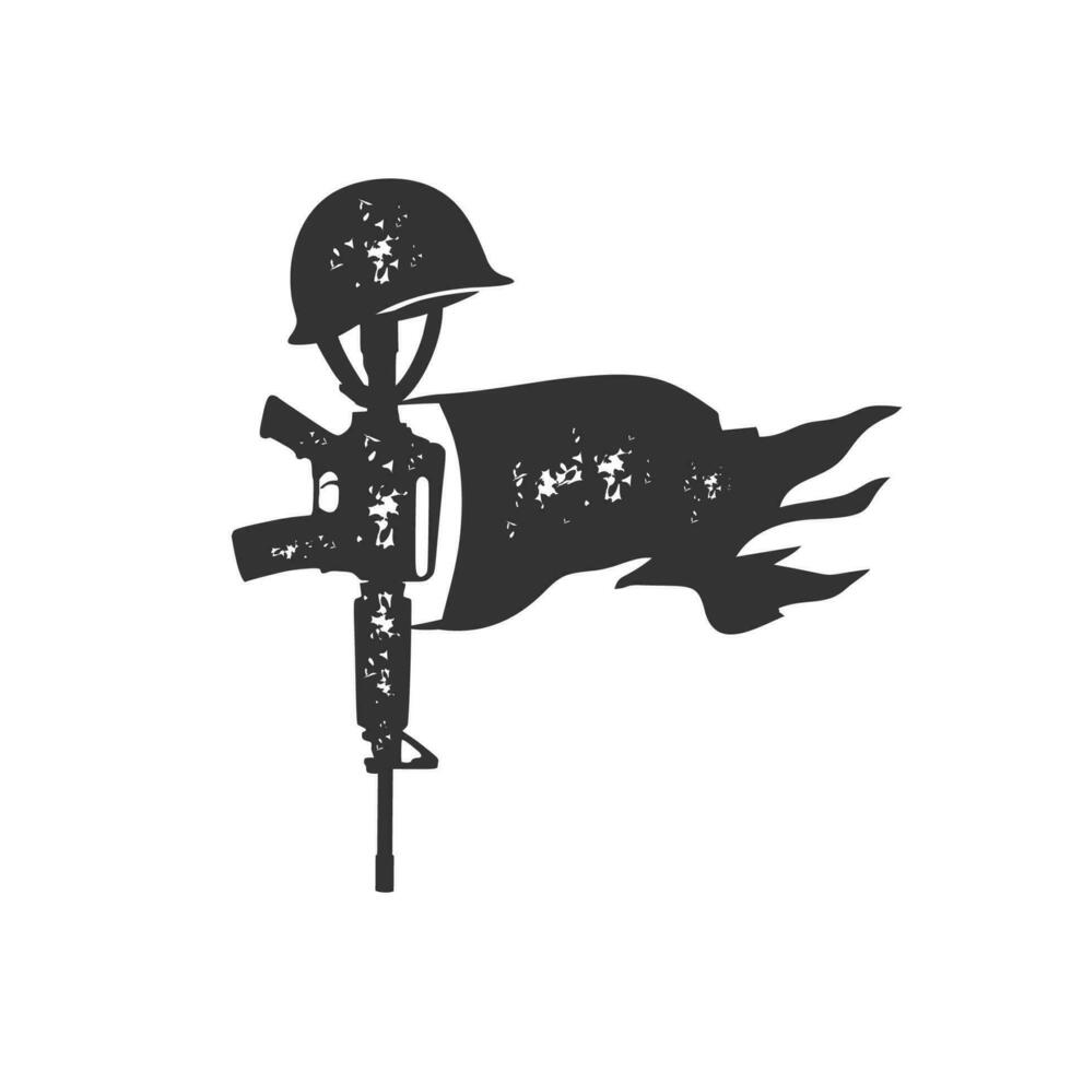 fallen soldier memorial silhouette and illustration art vector