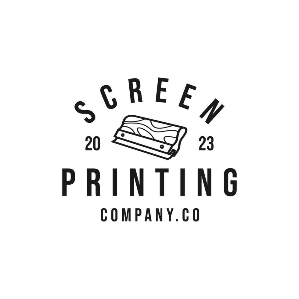 vintage logo line screen printing template illustration vector