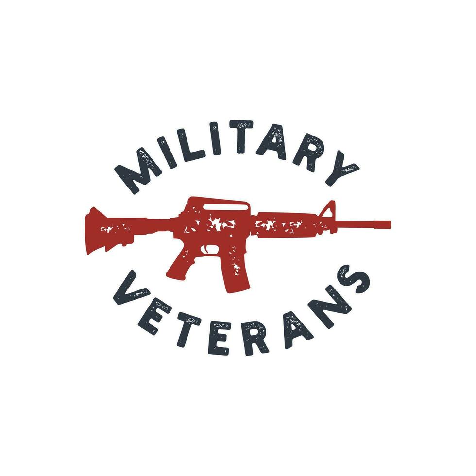 vintage logo gun military veterans template illustration vector