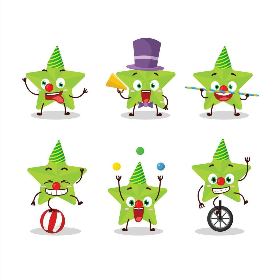 Cartoon character of new green stars with various circus shows vector