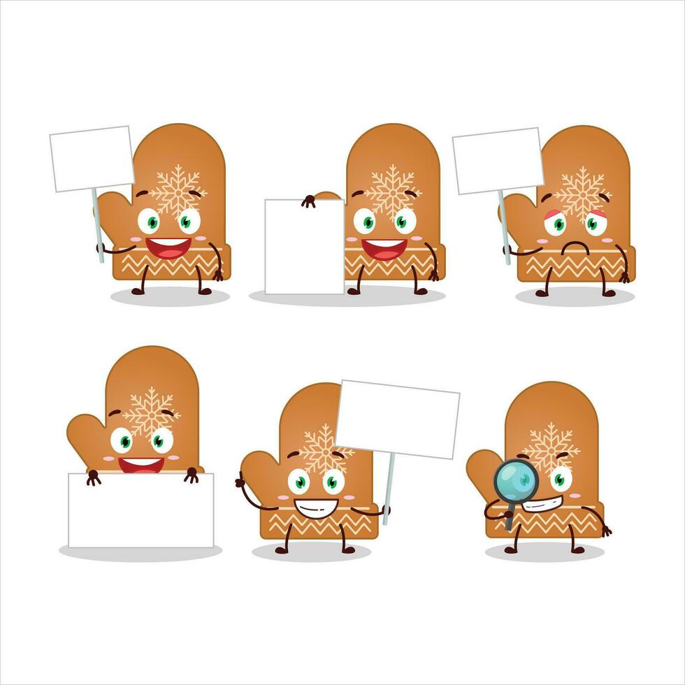 Gloves cookie cartoon character bring information board vector