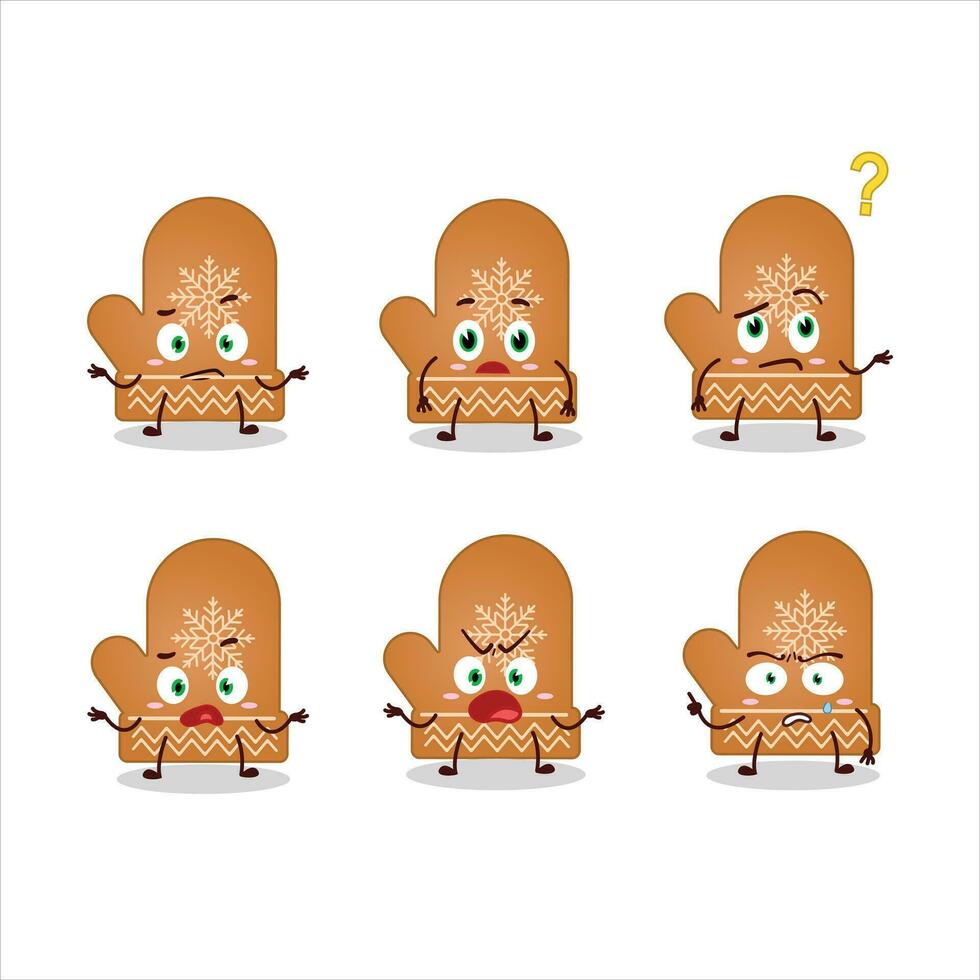 Cartoon character of gloves cookie with what expression vector