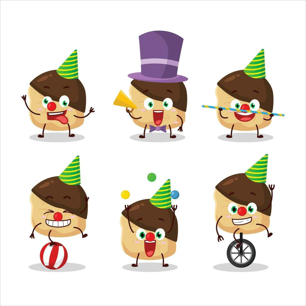 Cartoon character of chocolate slime cookies with various circus shows vector