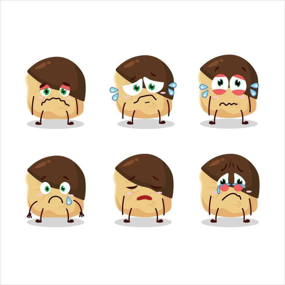 Chocolate slime cookies cartoon character with sad expression vector