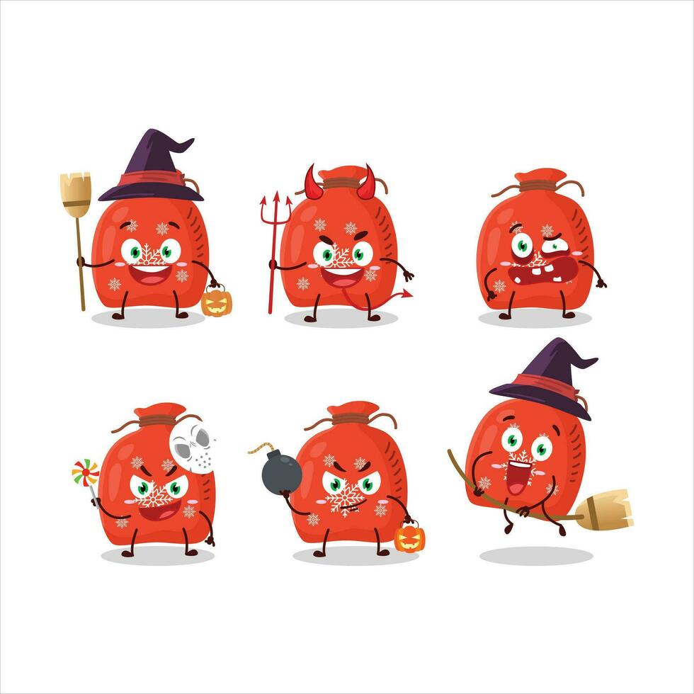 Víspera de Todos los Santos expresión emoticones con dibujos animados personaje de rojo Papa Noel bolso vector