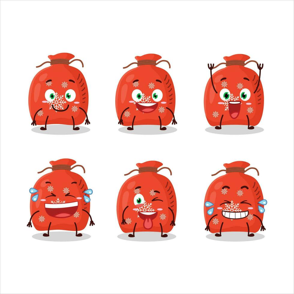 dibujos animados personaje de rojo Papa Noel bolso con sonrisa expresión vector