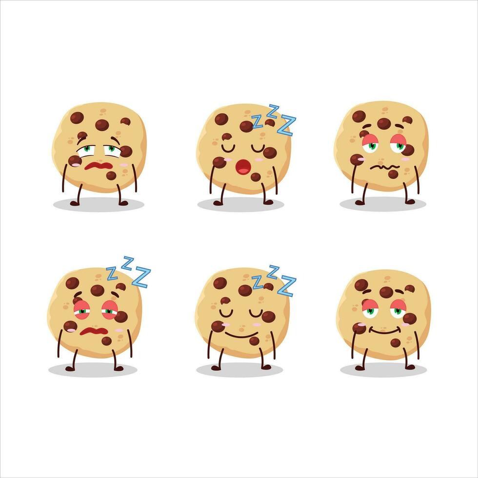 dibujos animados personaje de chocolate papas fritas con soñoliento expresión vector