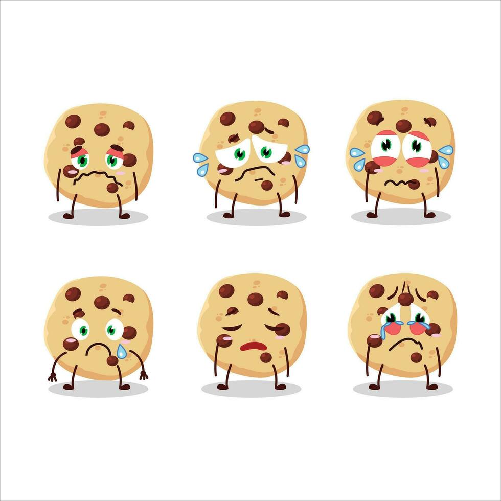 chocolate papas fritas dibujos animados personaje con triste expresión vector