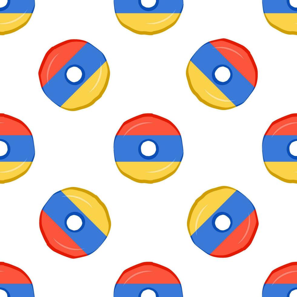 Pattern cookie with flag country Armenia in tasty biscuit vector