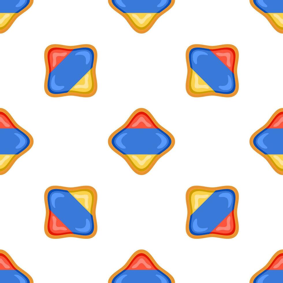 Pattern cookie with flag country Armenia in tasty biscuit vector
