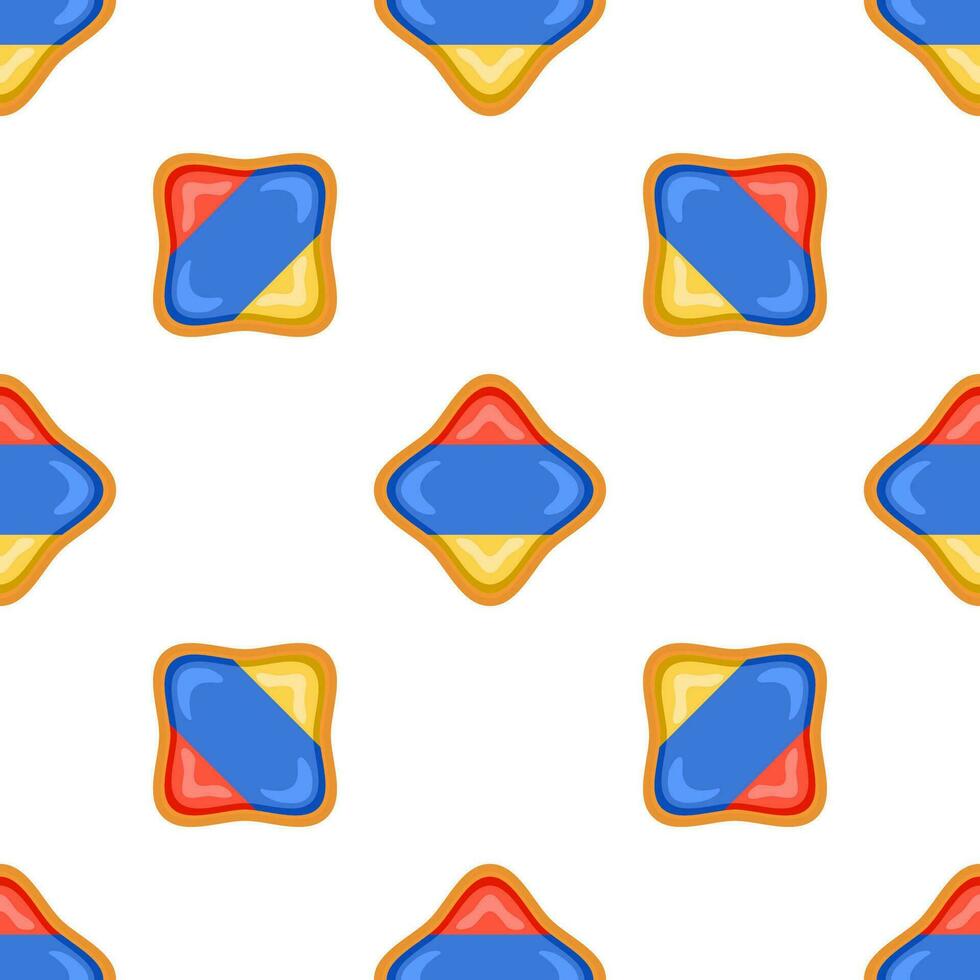 Pattern cookie with flag country Armenia in tasty biscuit vector