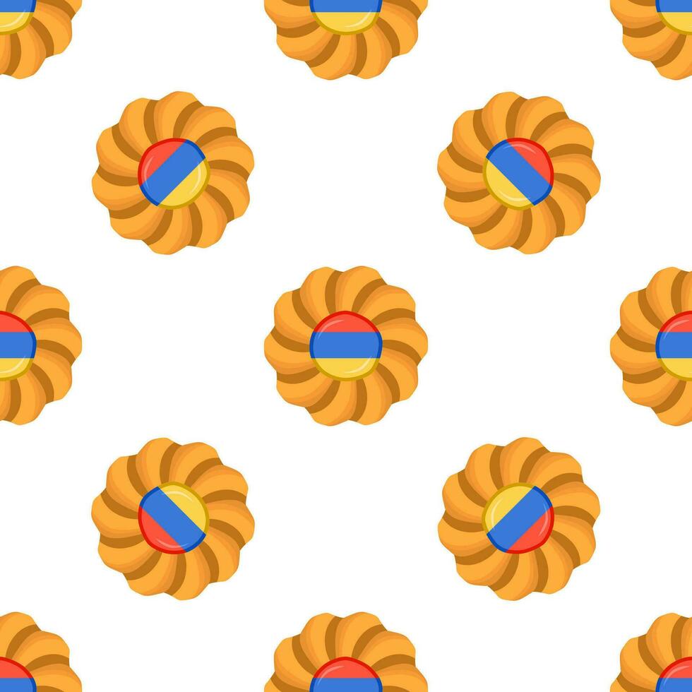 Pattern cookie with flag country Armenia in tasty biscuit vector