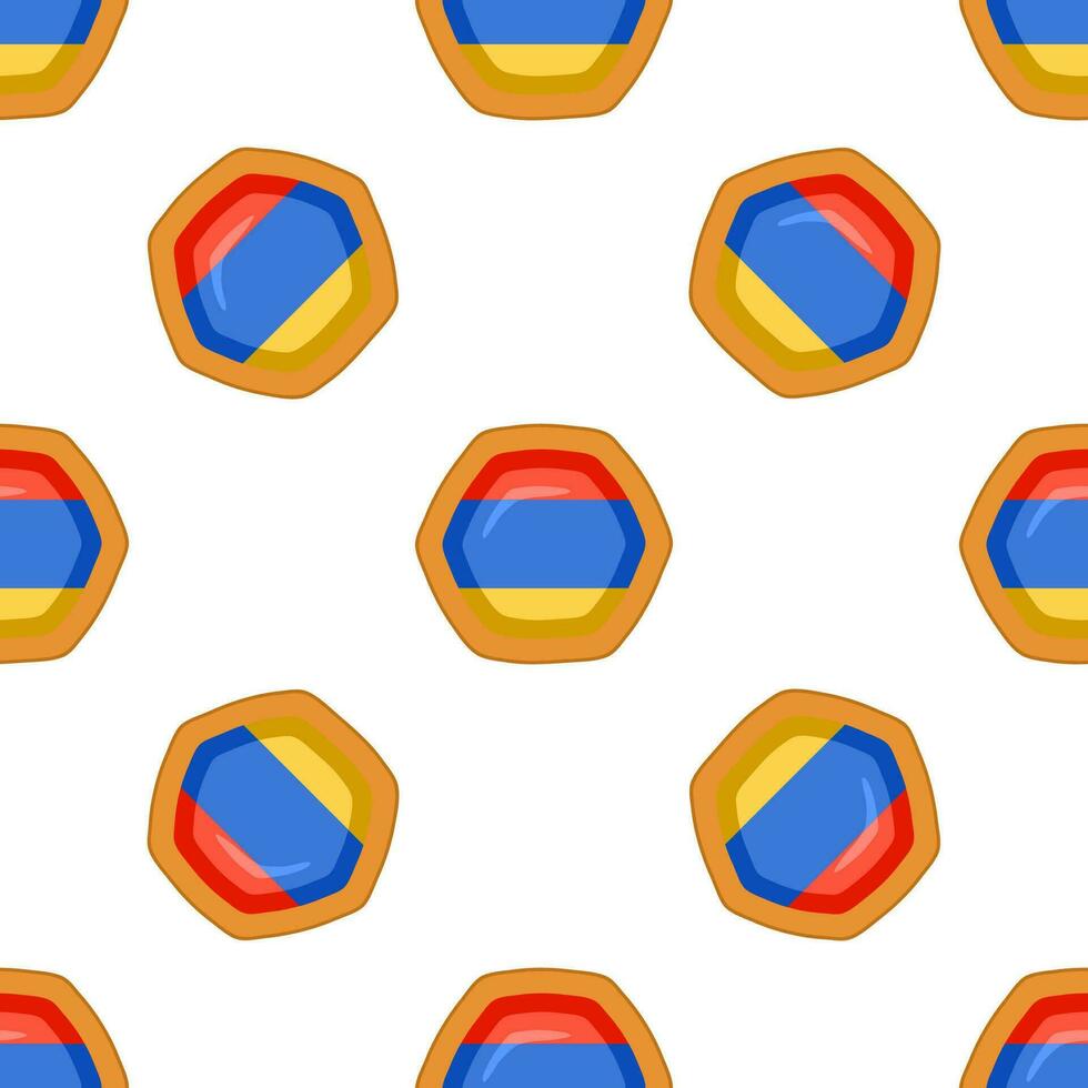 Pattern cookie with flag country Armenia in tasty biscuit vector