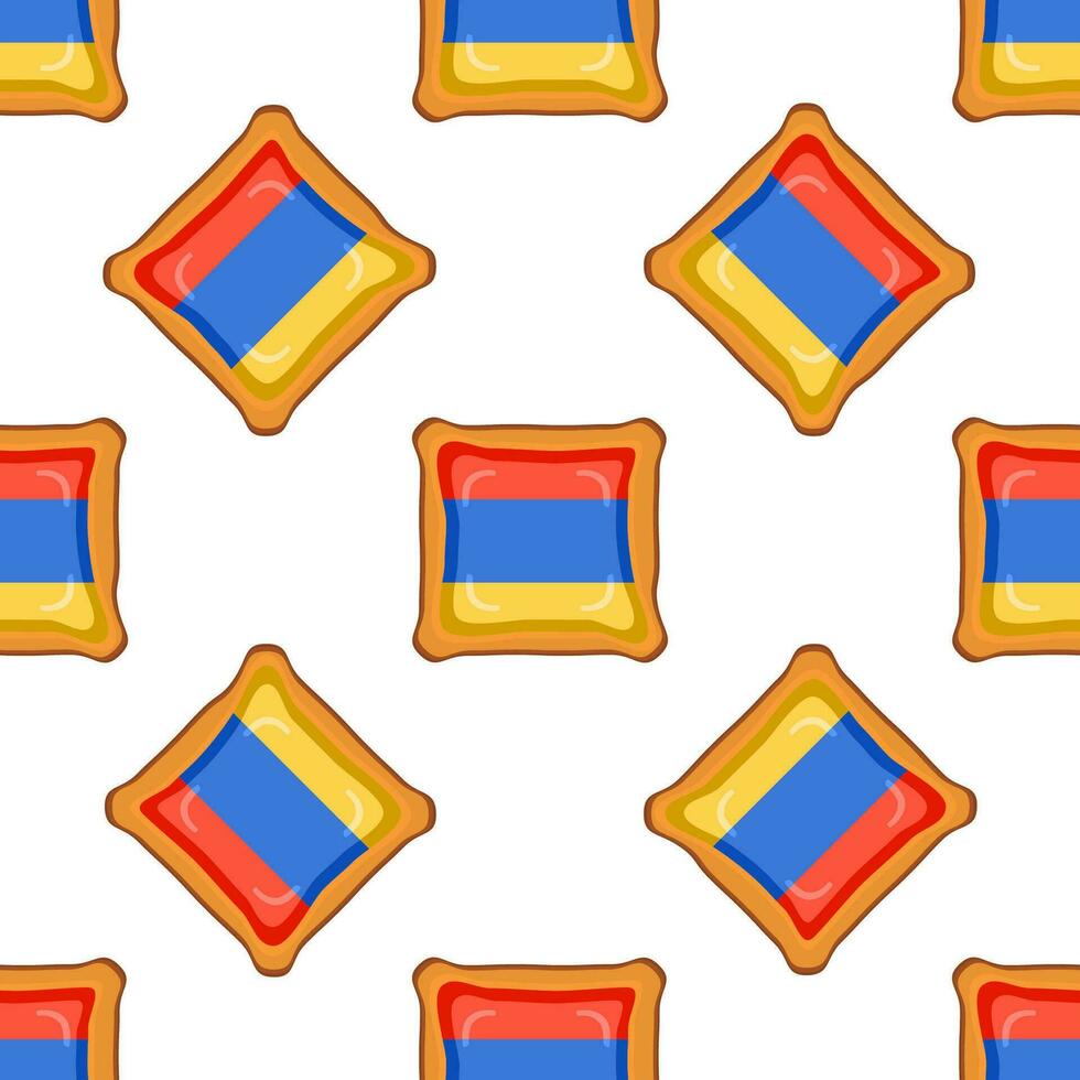 Pattern cookie with flag country Armenia in tasty biscuit vector