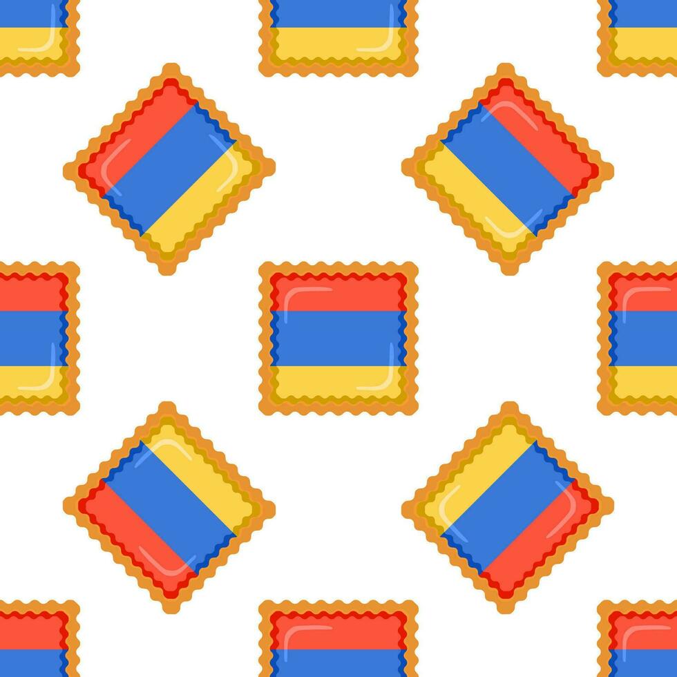 Pattern cookie with flag country Armenia in tasty biscuit vector