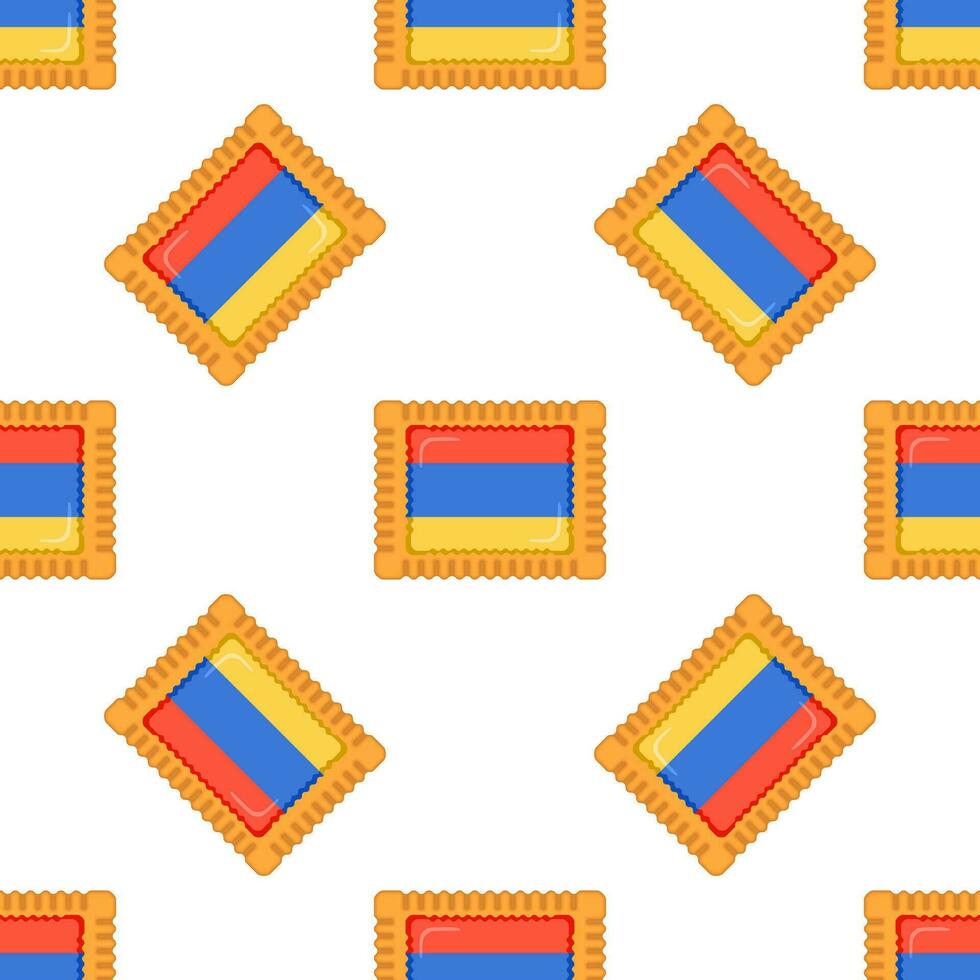 Pattern cookie with flag country Armenia in tasty biscuit vector