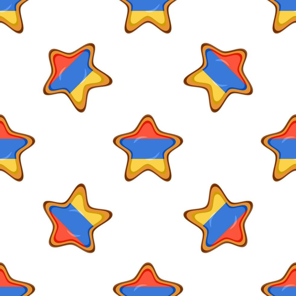Pattern cookie with flag country Armenia in tasty biscuit vector