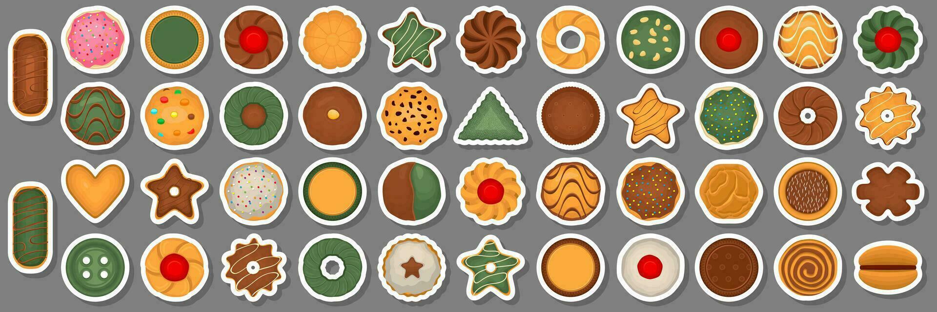 Big set homemade cookie different taste in pastry biscuit vector