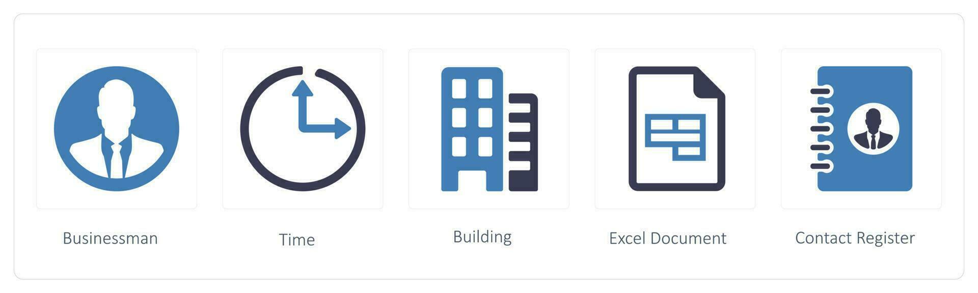 business icons such as Businessman, Time and Building vector