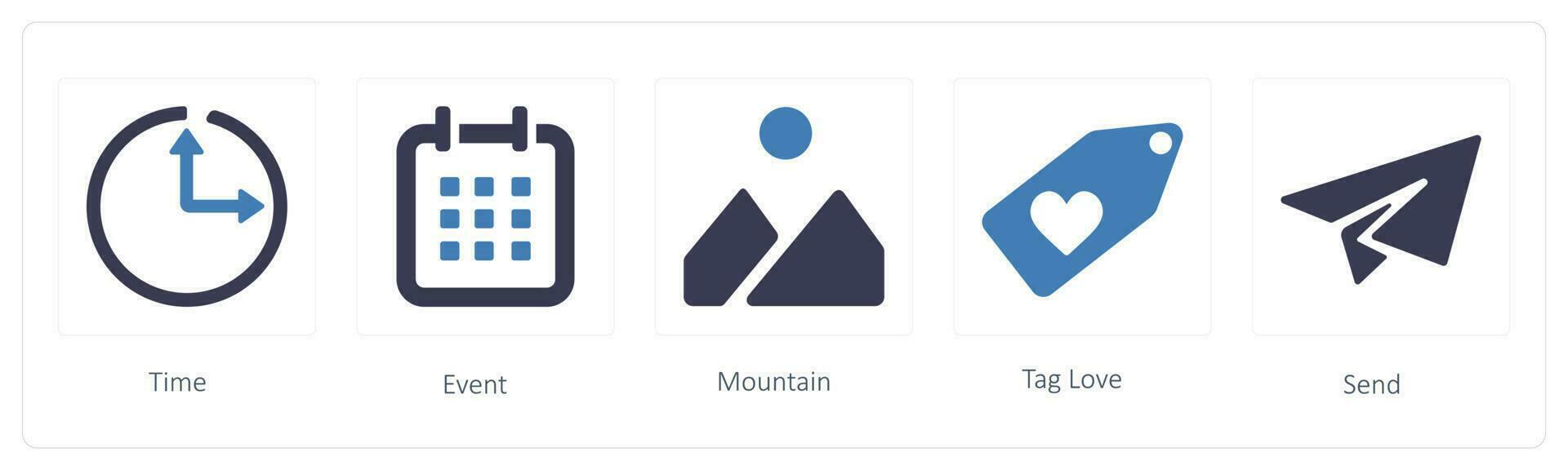 business icons such as time, event and mountain vector