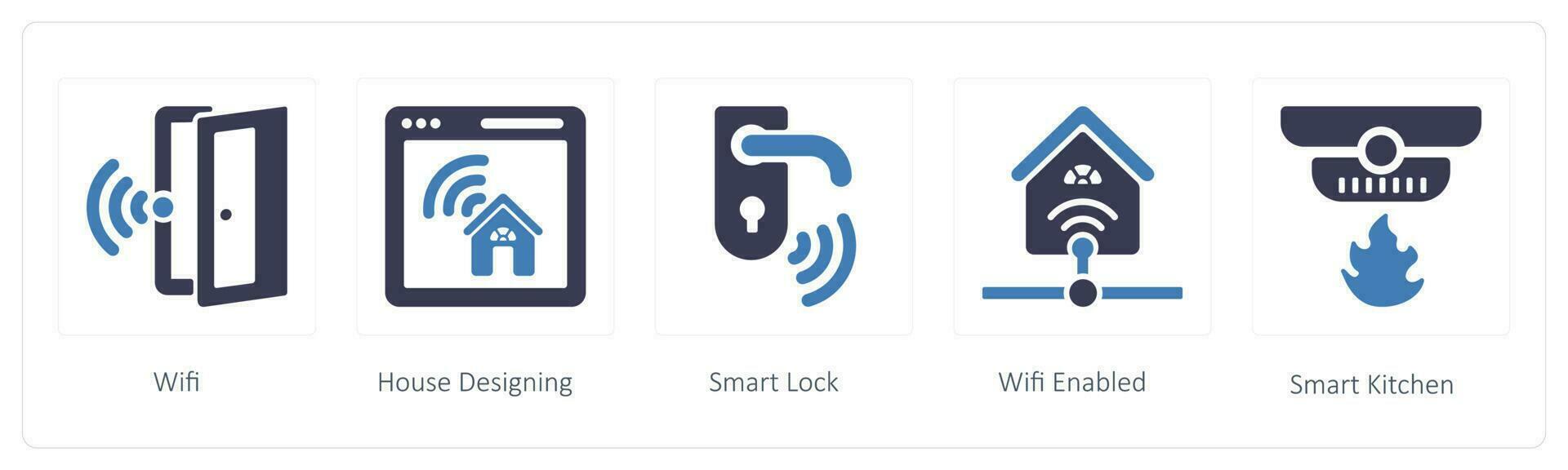 business icons such as wifi, house designing and Smart Lock vector