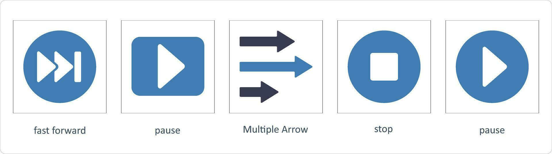 Arrows icons such as fast forward, pause vector