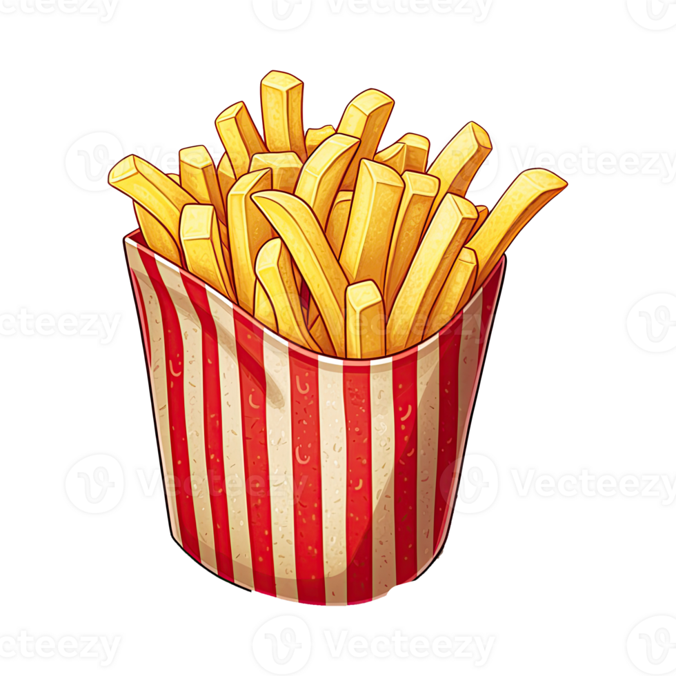 Delicious French Fries Clipart. Crispy Fast Food Illustration for Snack ...