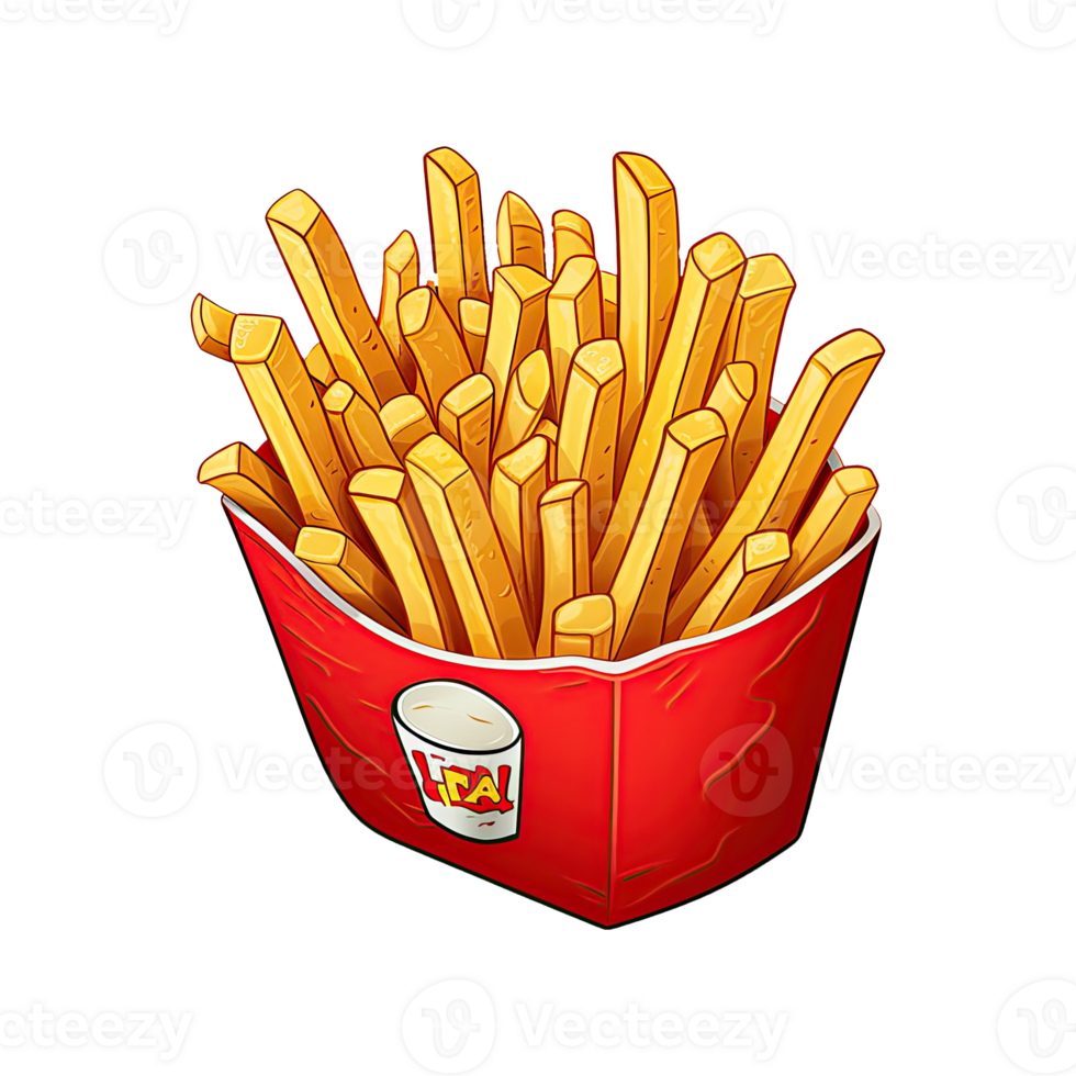 Delicious French Fries Clipart. Crispy Fast Food Illustration for Snack ...