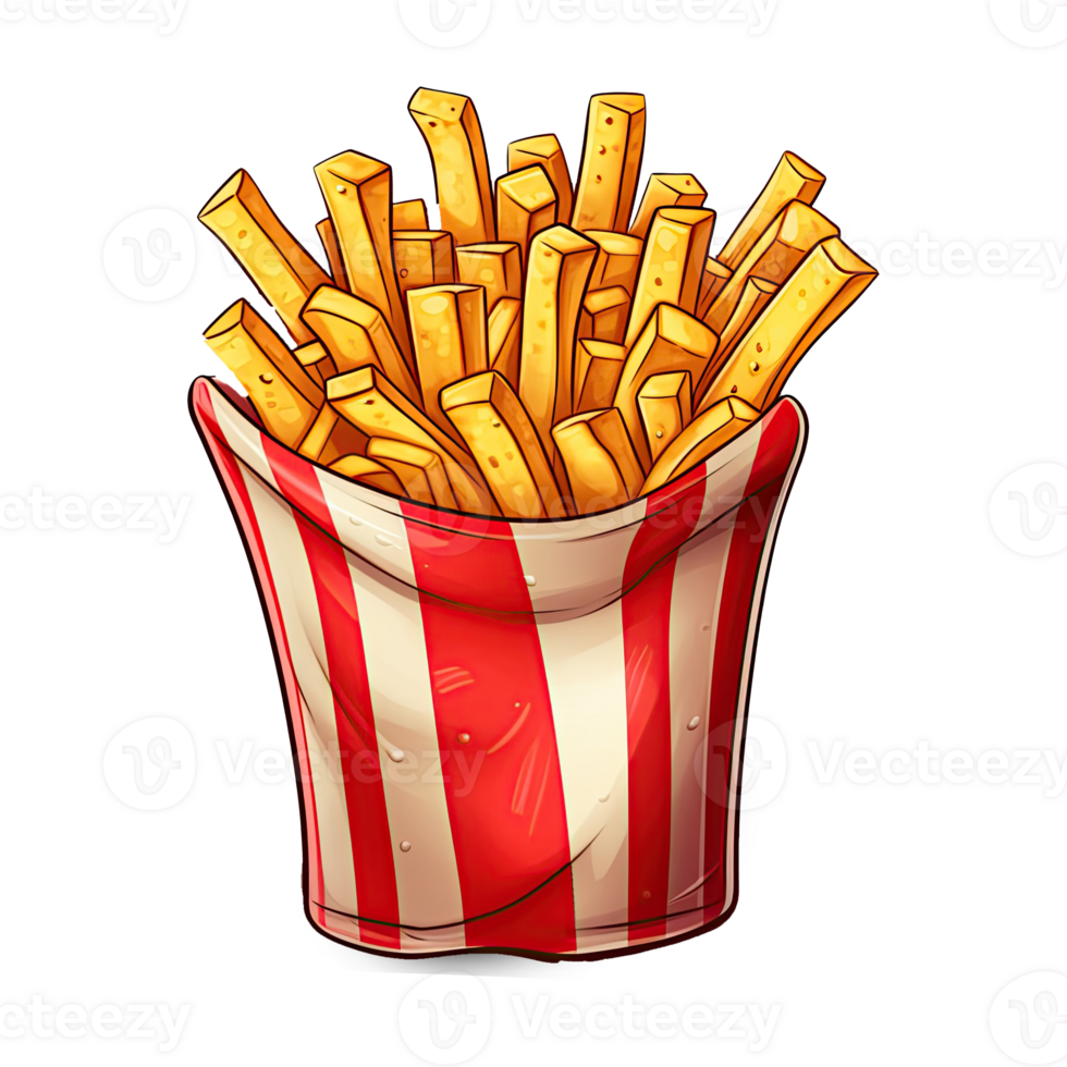 Delicious French Fries Clipart. Crispy Fast Food Illustration for Snack ...