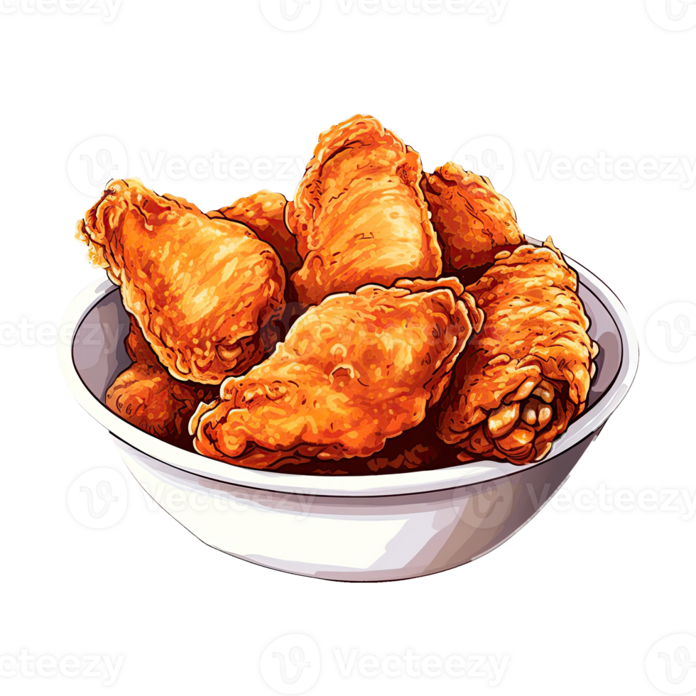 Yummy Fried Chicken. Cartoon Illustrations and Clipart of Tasty Fast Food Meal. png