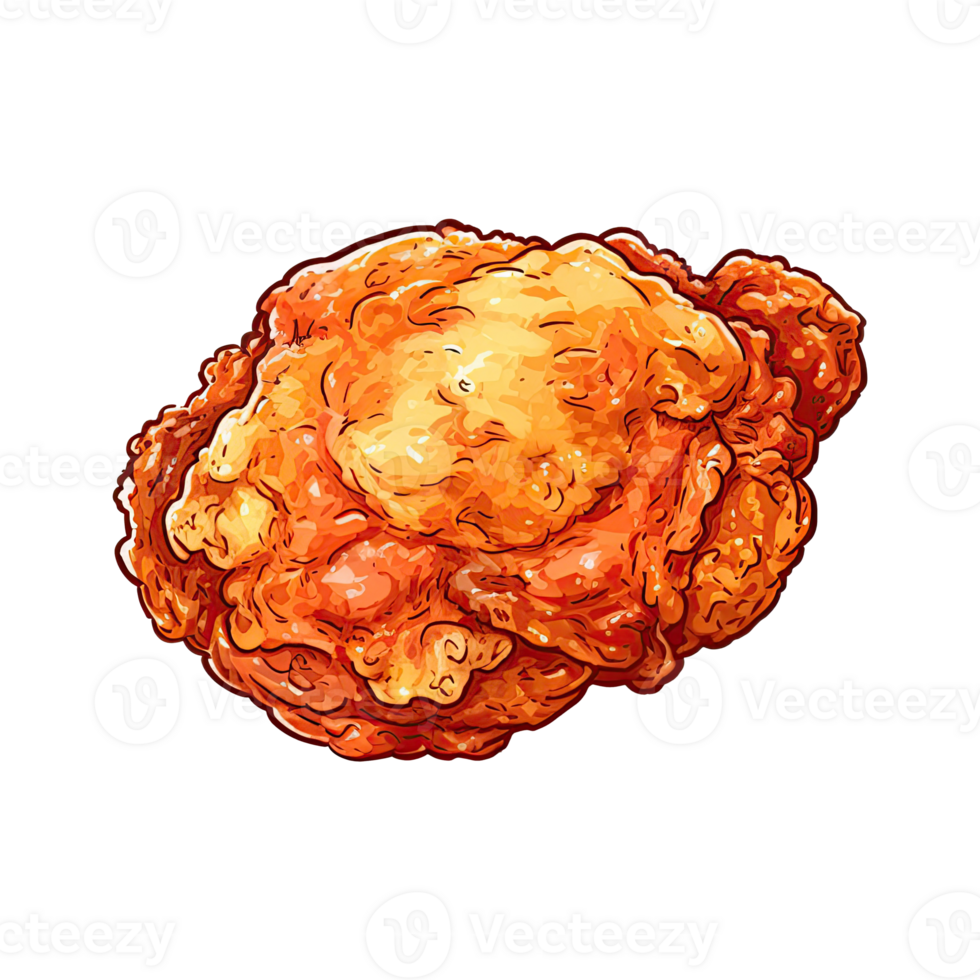 Yummy Fried Chicken. Cartoon Illustrations and Clipart of Tasty Fast Food Meal. Generative AI png