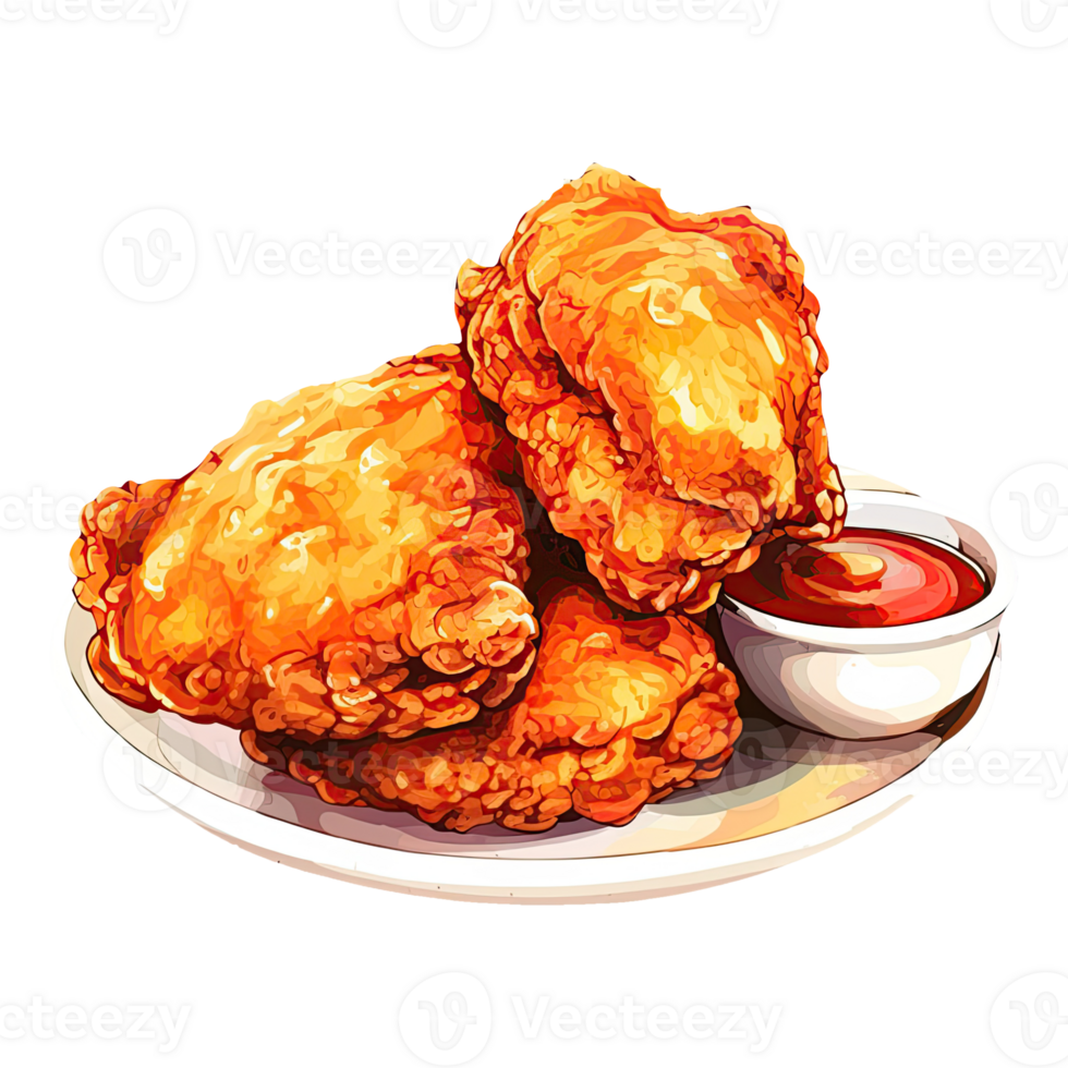 Yummy Fried Chicken. Cartoon Illustrations and Clipart of Tasty Fast Food Meal. png