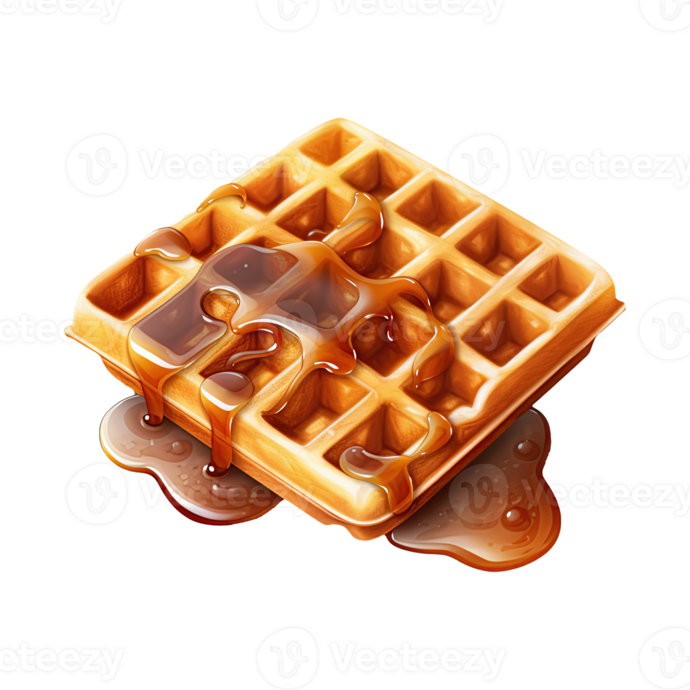 Delicious Waffles and Sweet Dessert. Tempting Breakfast Illustration. png