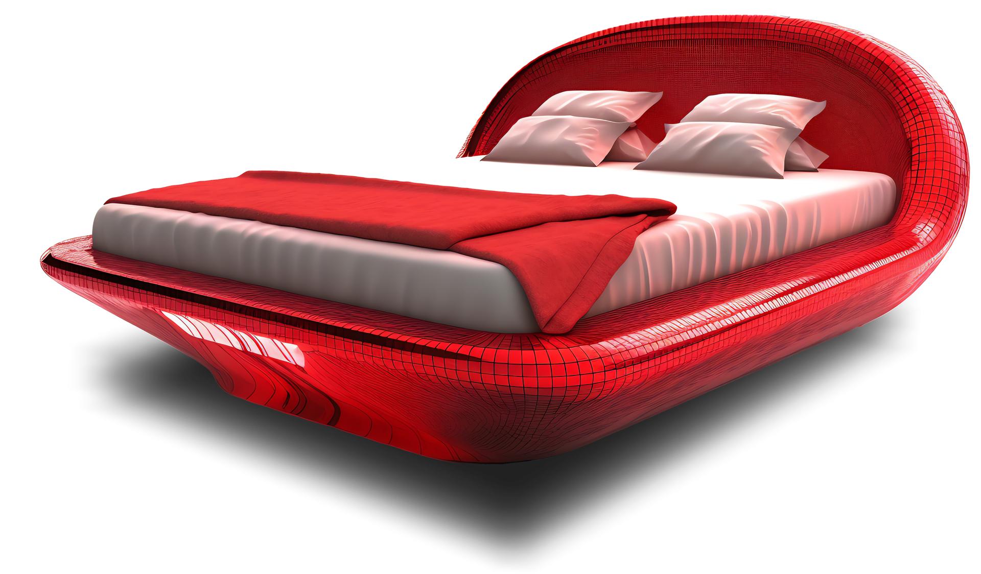 The beds Futuristic Red Bed on transparent background Generative AI