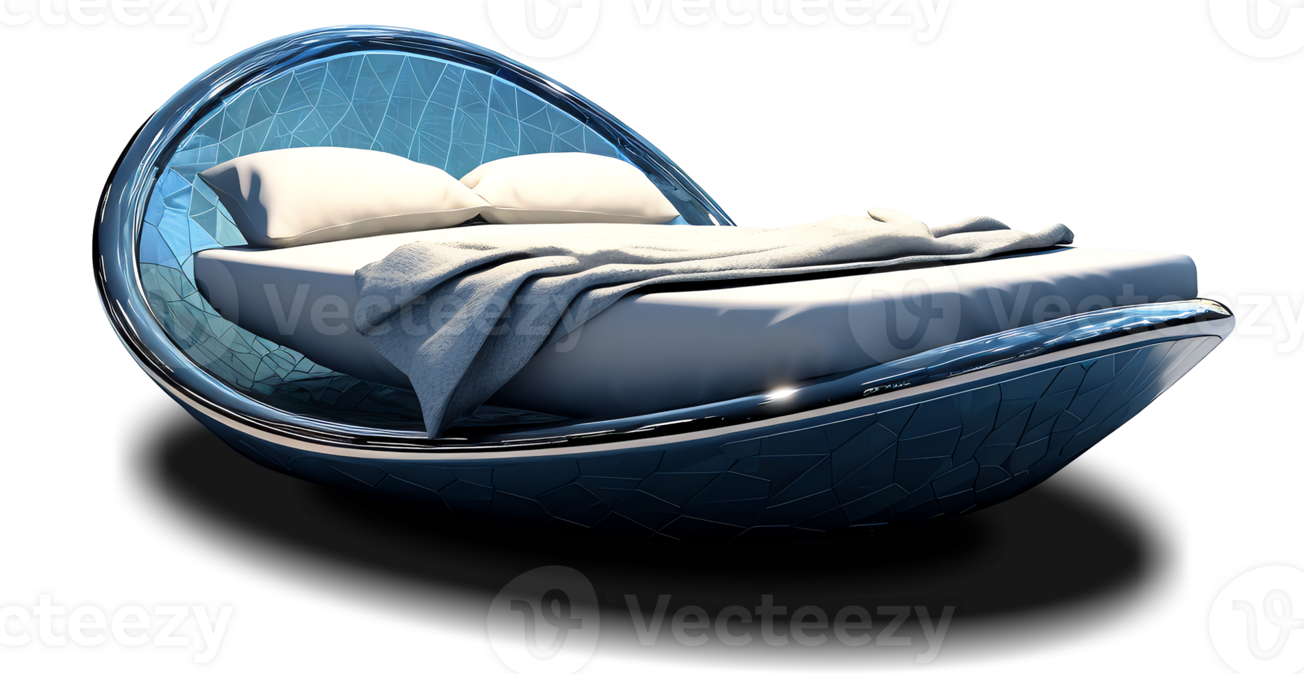 The beds - Futuristic Blue Bed on transparent background - , png
