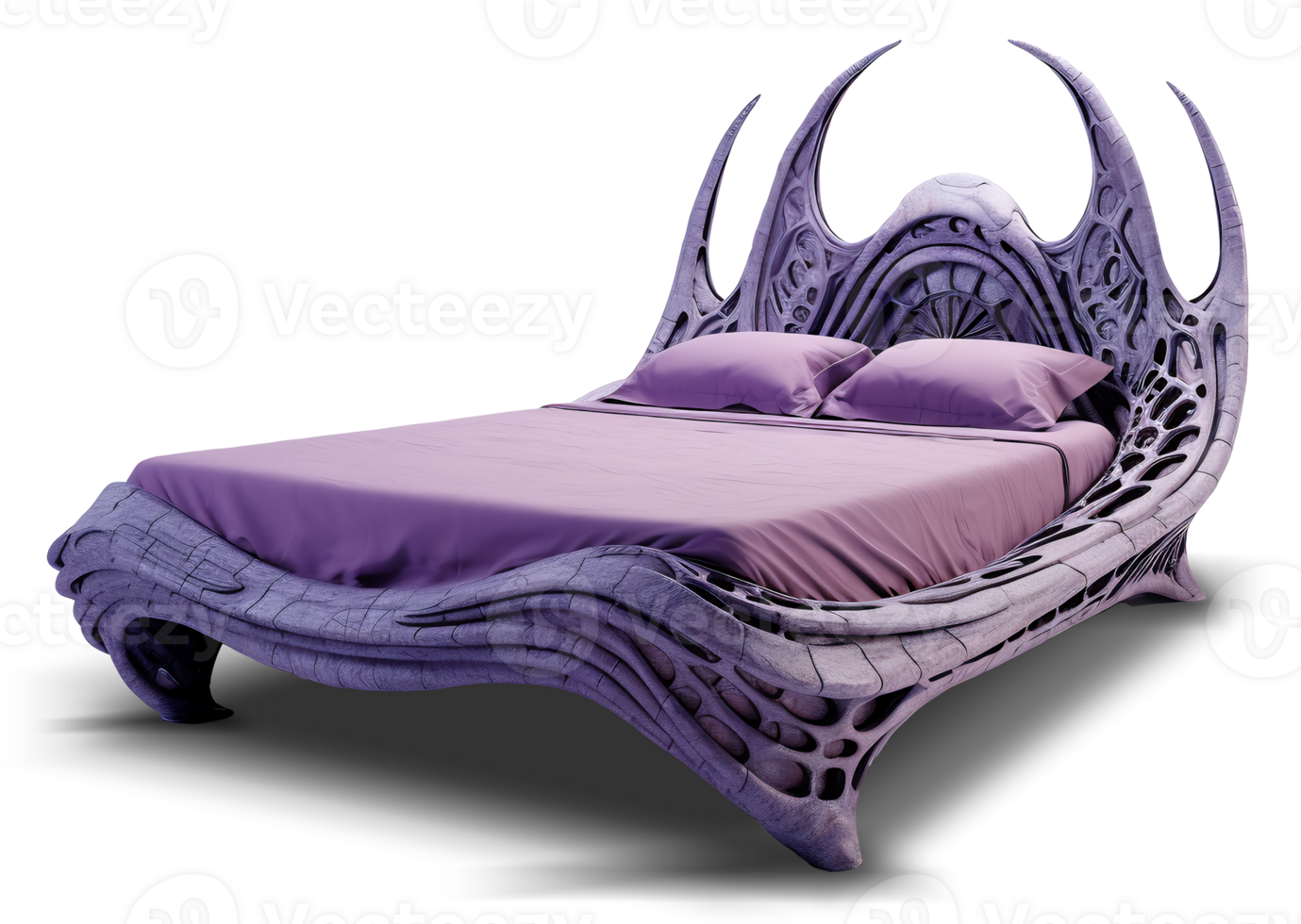 The beds Futuristic Purple Bed on transparent background Generative