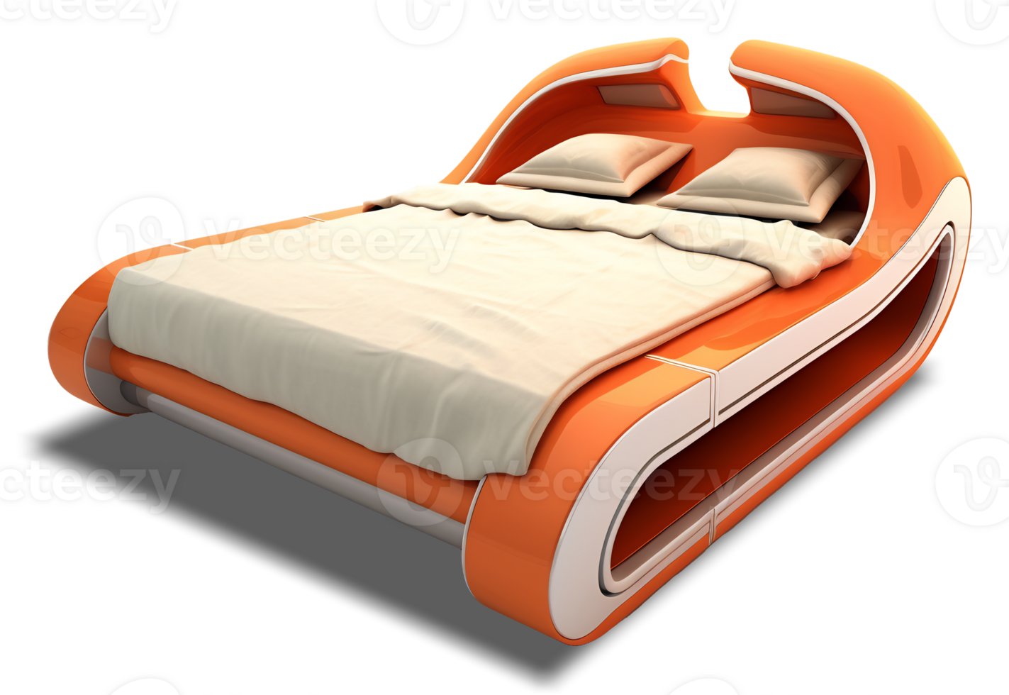 The beds - Futuristic Orange Bed on transparent background - , png