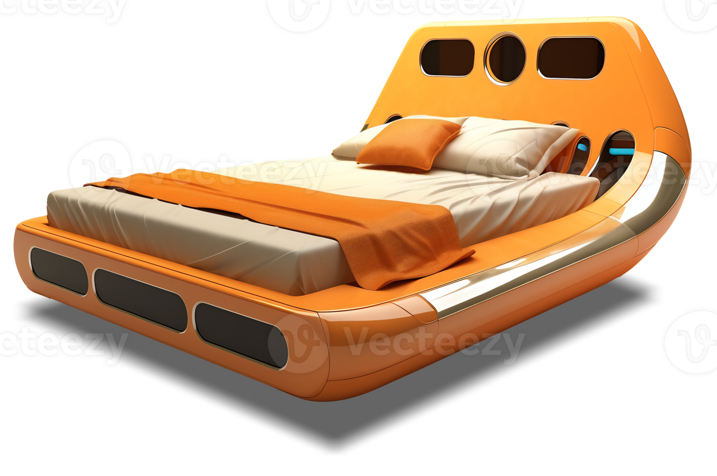 The beds - Futuristic Orange Bed on transparent background - , png