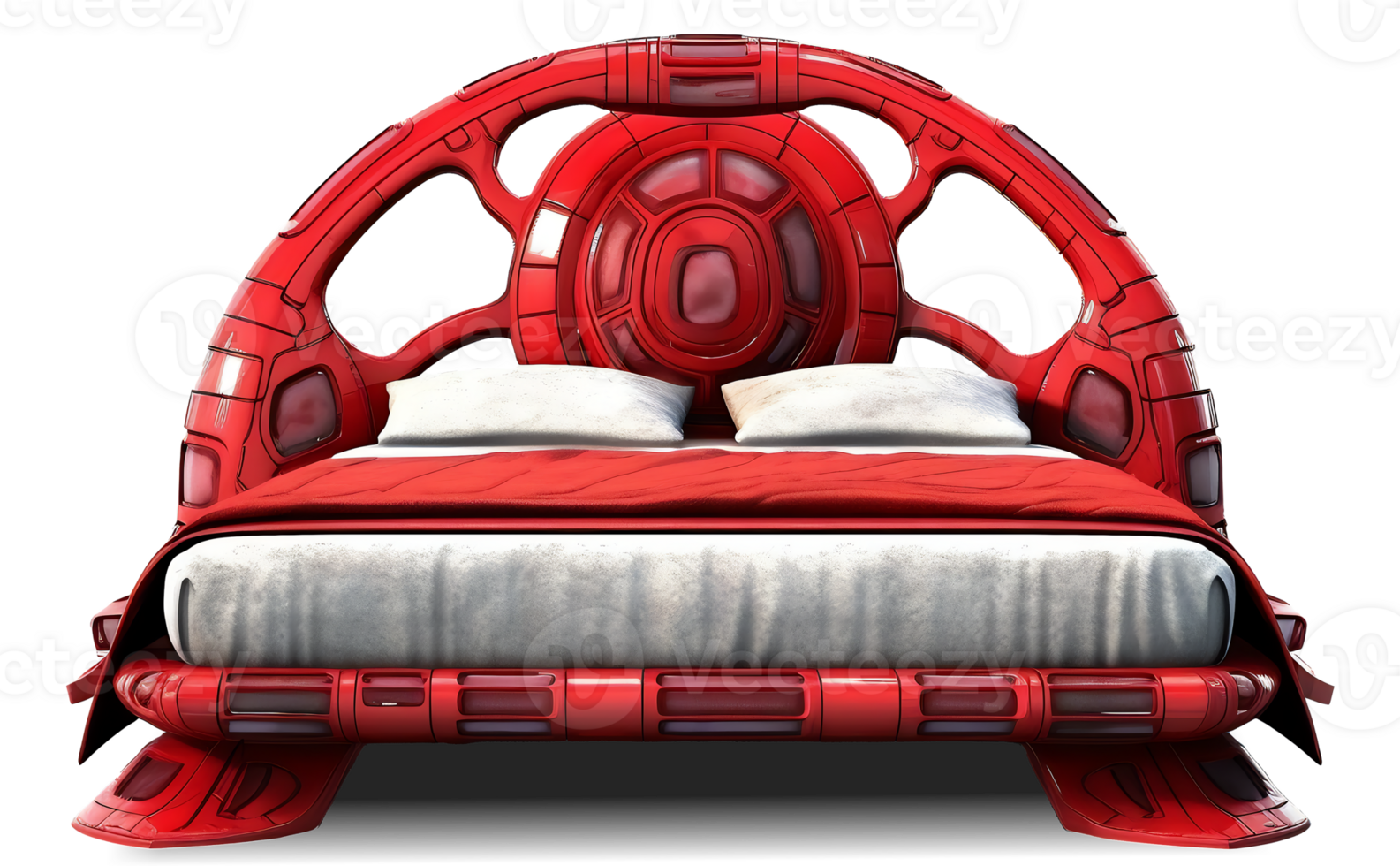 The beds Futuristic Red Bed on transparent background Generative AI