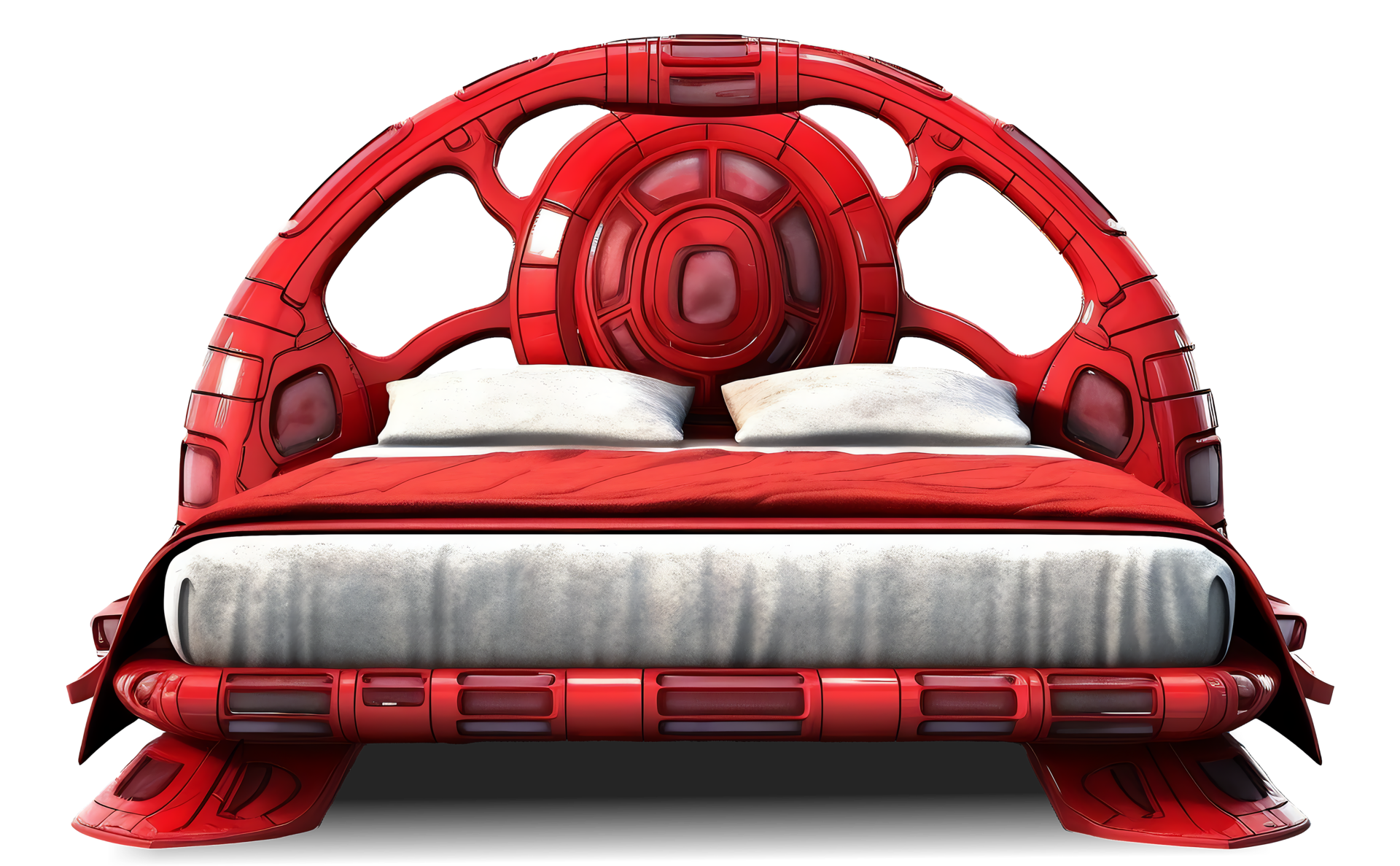 The beds Futuristic Red Bed on transparent background Generative AI