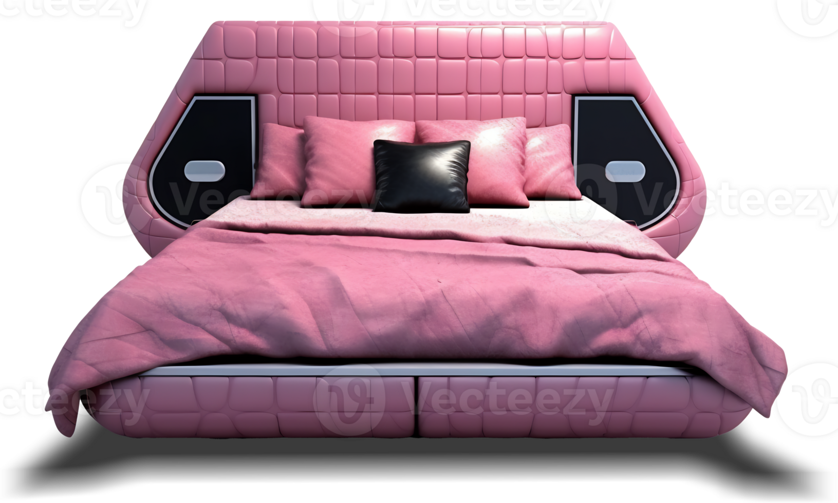 el camas - futurista rosado cama en transparente antecedentes - generativo ai, ai generado png