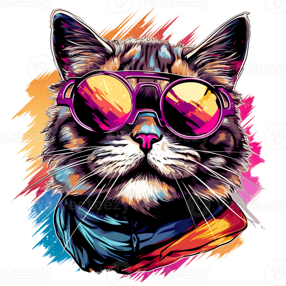 das cool Katzen - - generativ ai - - ai generiert png