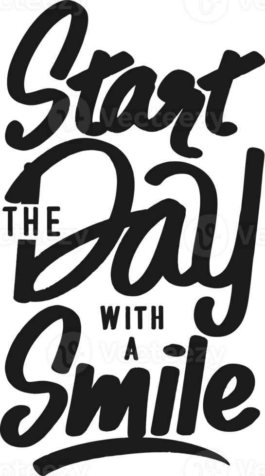 Start the Day With a Smile, Motivational Typography Quote Design. png