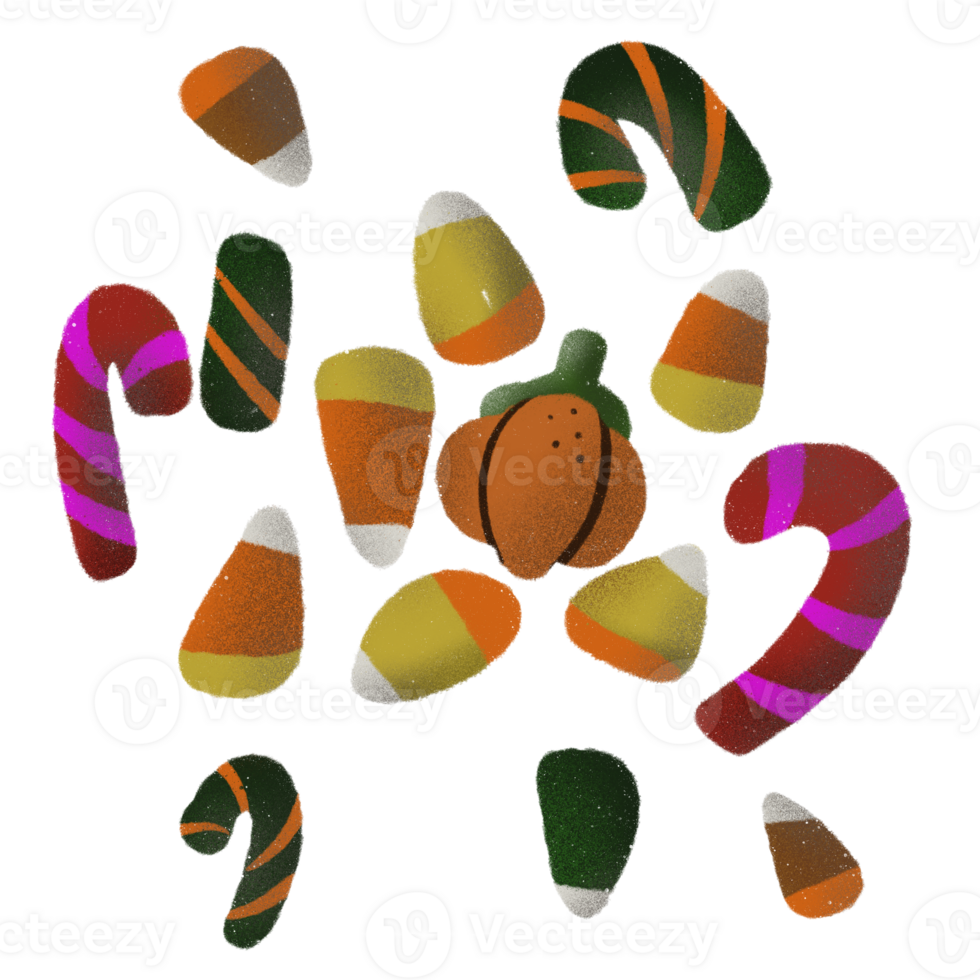 halloween illustration Drawn in cartoon style, highlighted in orange and black, giving it a mysterious and bold look. png